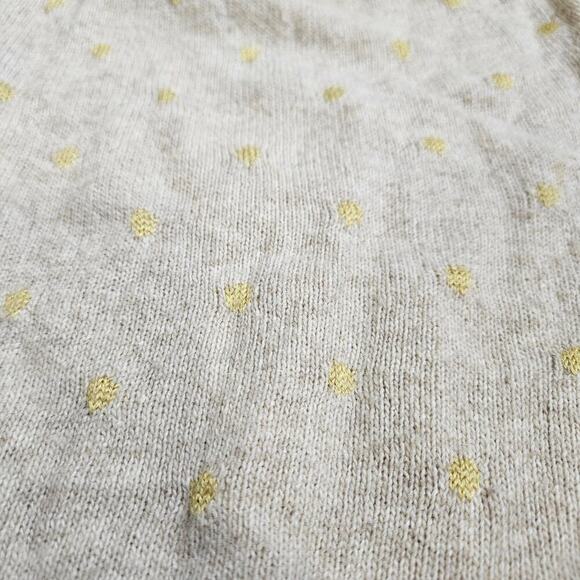 Moth Women Hooded Zip Wool Blend Cardigan Sweater Tan Yellow Dots Large Ruffle - Picture 4 of 9